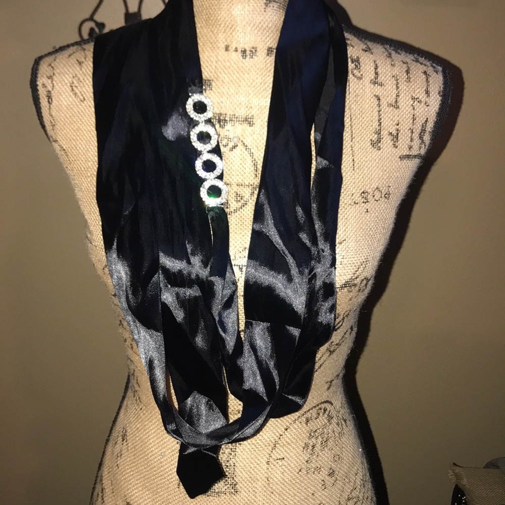 New Black Ribbon Sash Rhinestone Belt.
